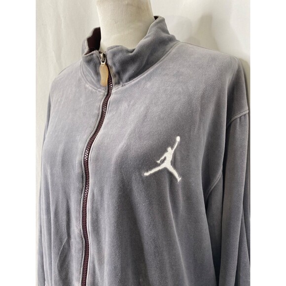 Jordan Men's Track Jacket Grey Velour Full Zip Long Sleeve Athletic Size XL - Picture 3 of 11
